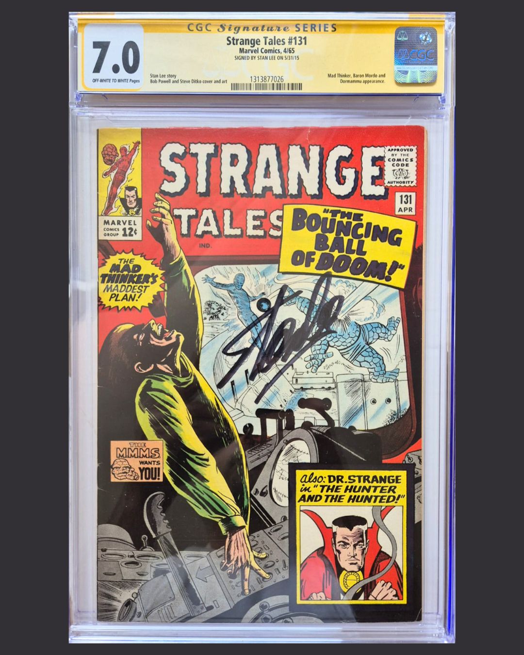 Strange Tales #131 (1965) CGC SS 7.0 – SIGNED BY STAN LEE