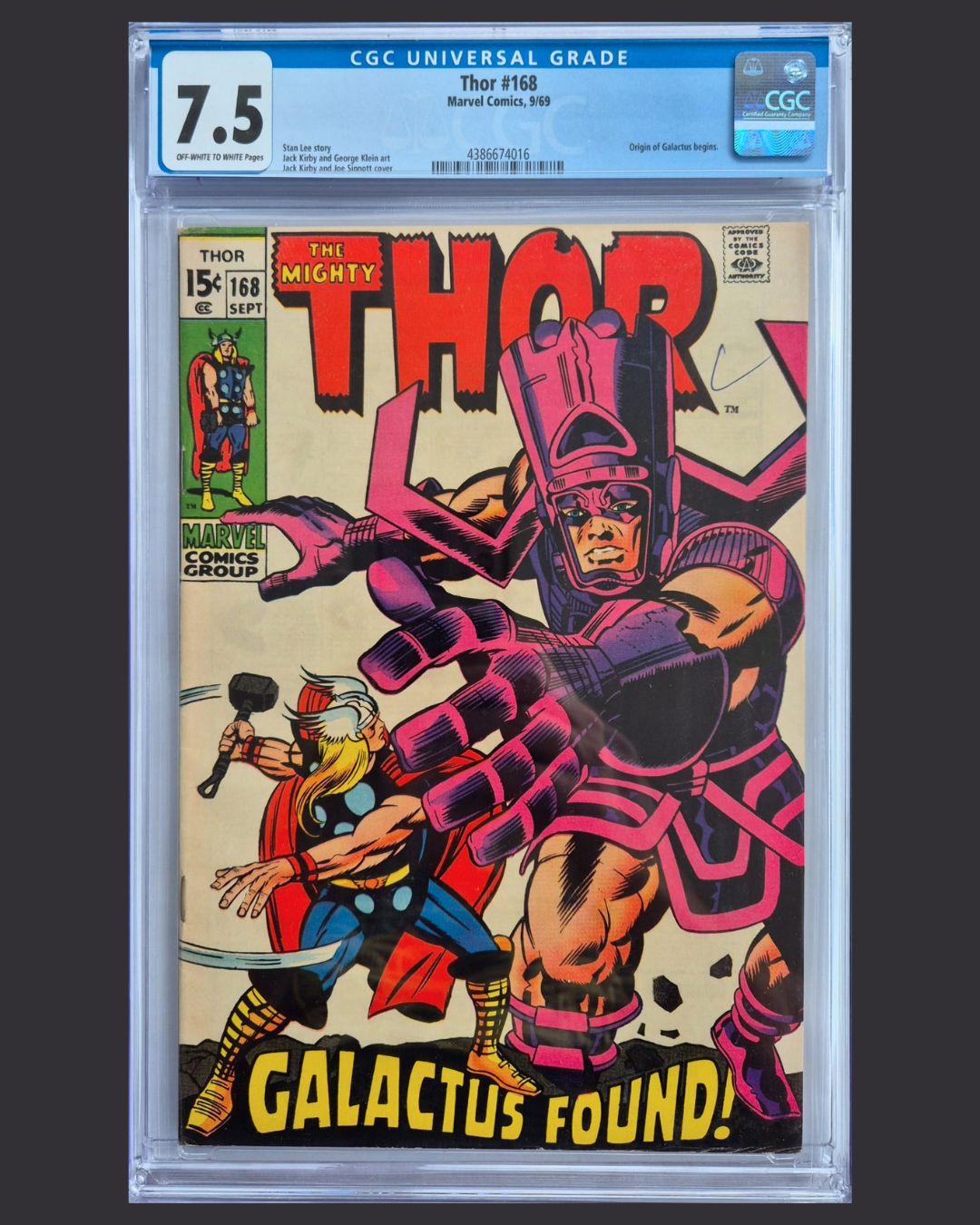 Thor #168 (1969) CGC 7.5 - Origin of Galactus!