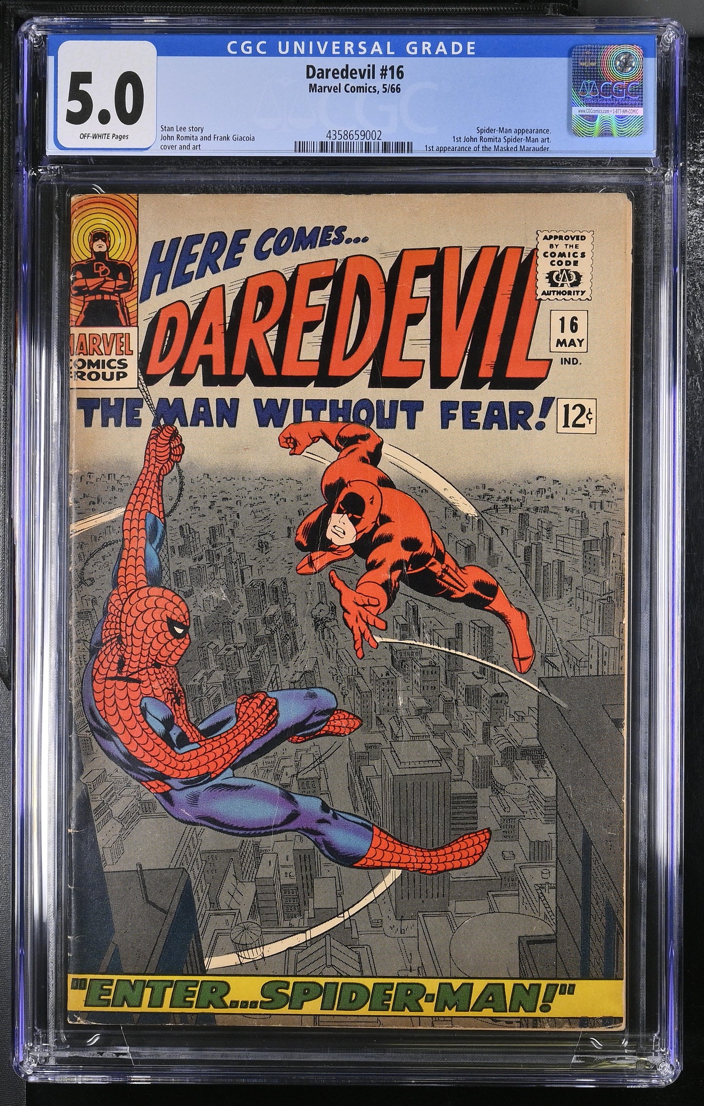 Daredevil #16 (1966) – Spider-Man Entry!  CGC 5.0