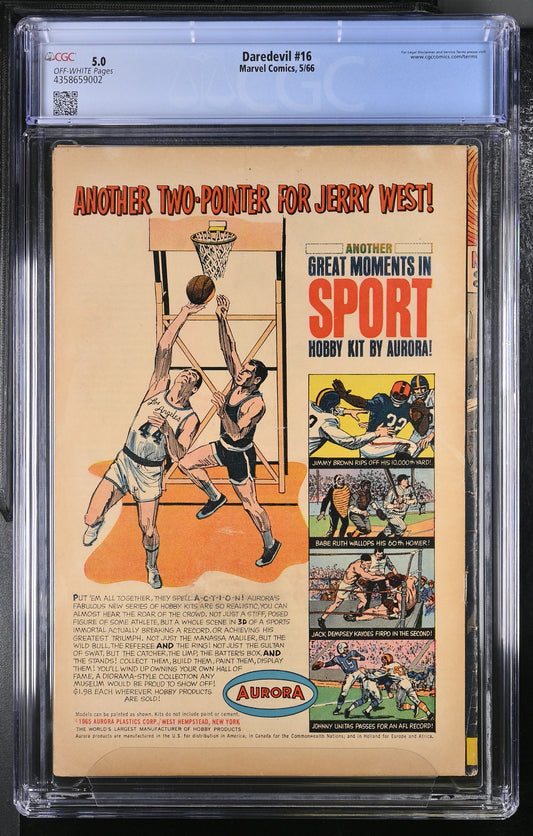 Daredevil #16 (1966) – Spider-Man Entry!  CGC 5.0