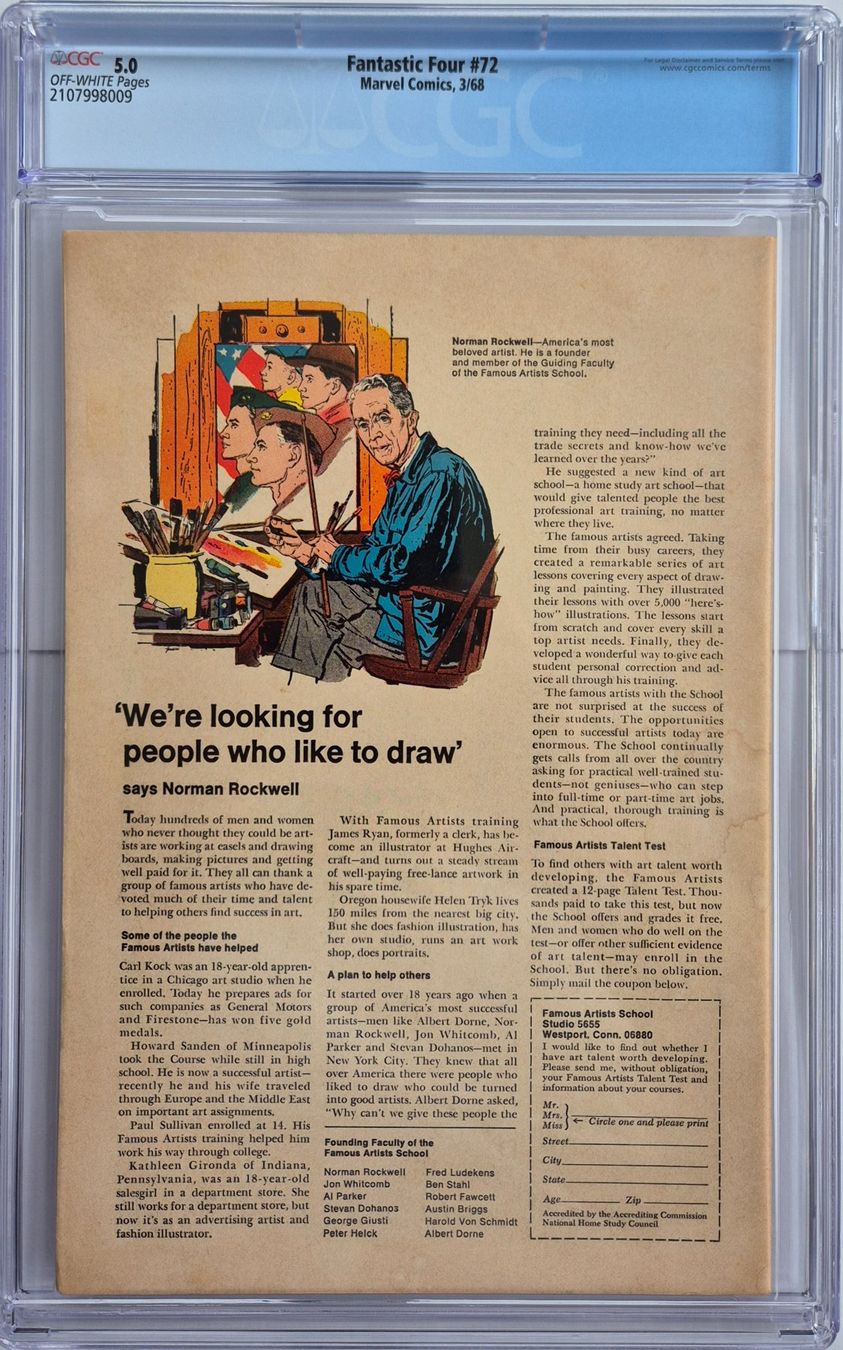 Fantastic Four #72 (1968) – CGC 5.0